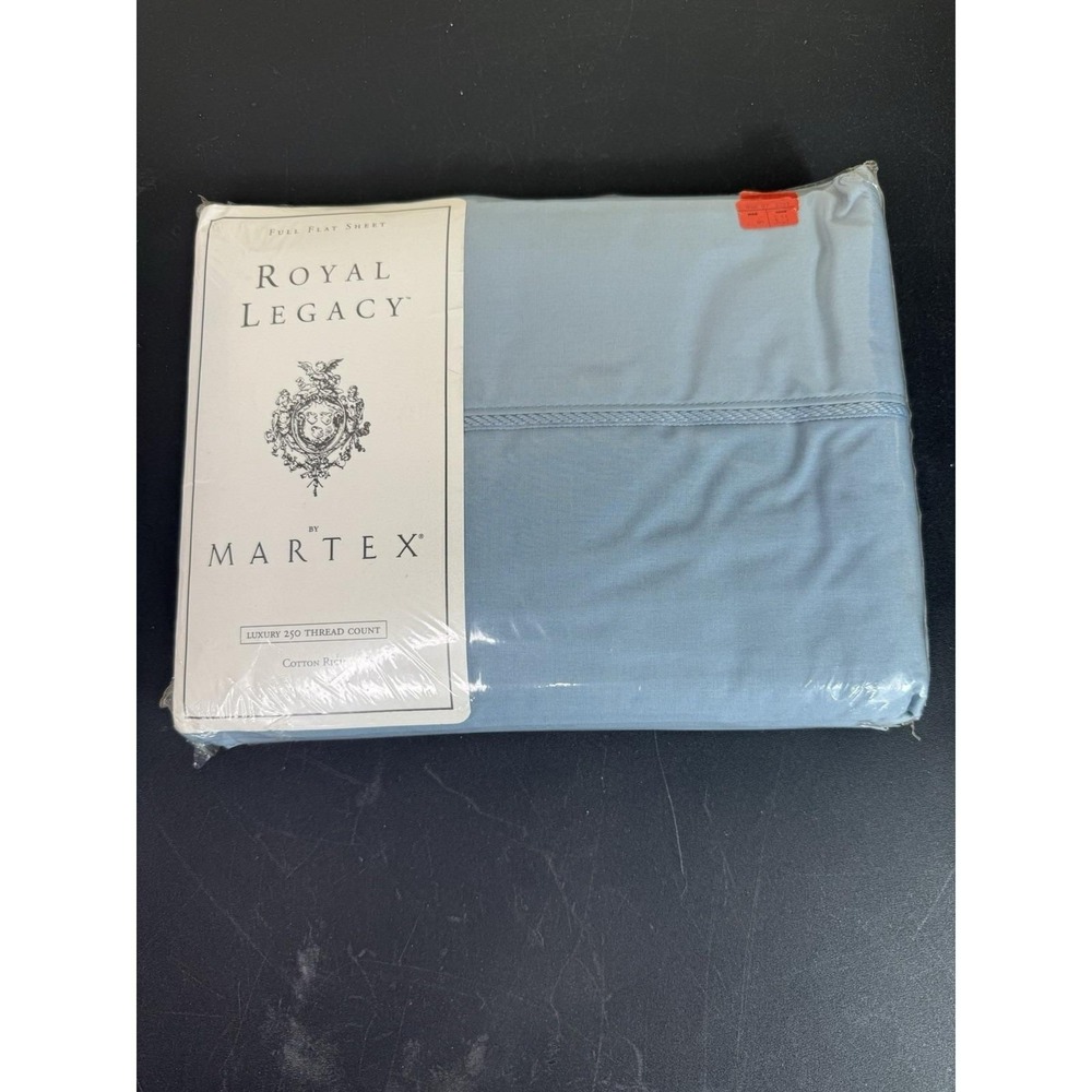 Vintage Royal Legacy by Martex Full Flat Sheet 250TC‎ Blue Cotton Blend NIP USA